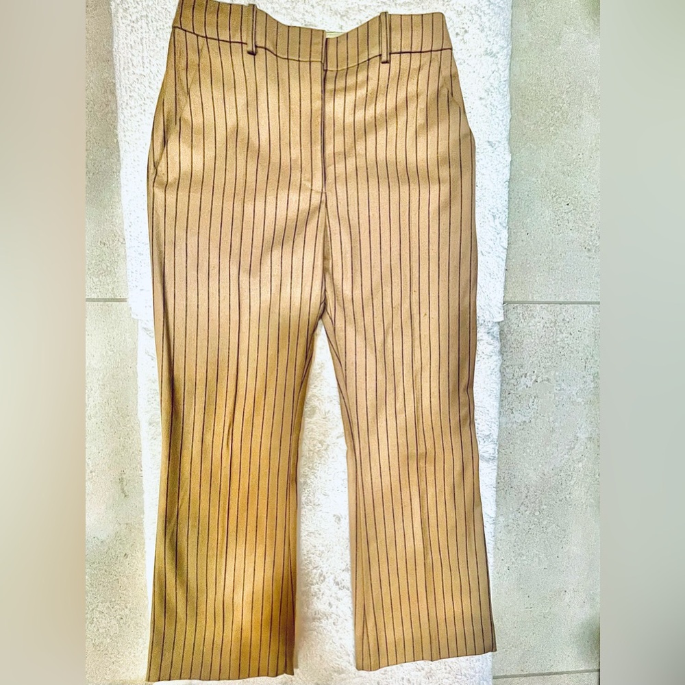 Altuzarra Camel and Black Pinstriped Women’s Wool Dress Pants